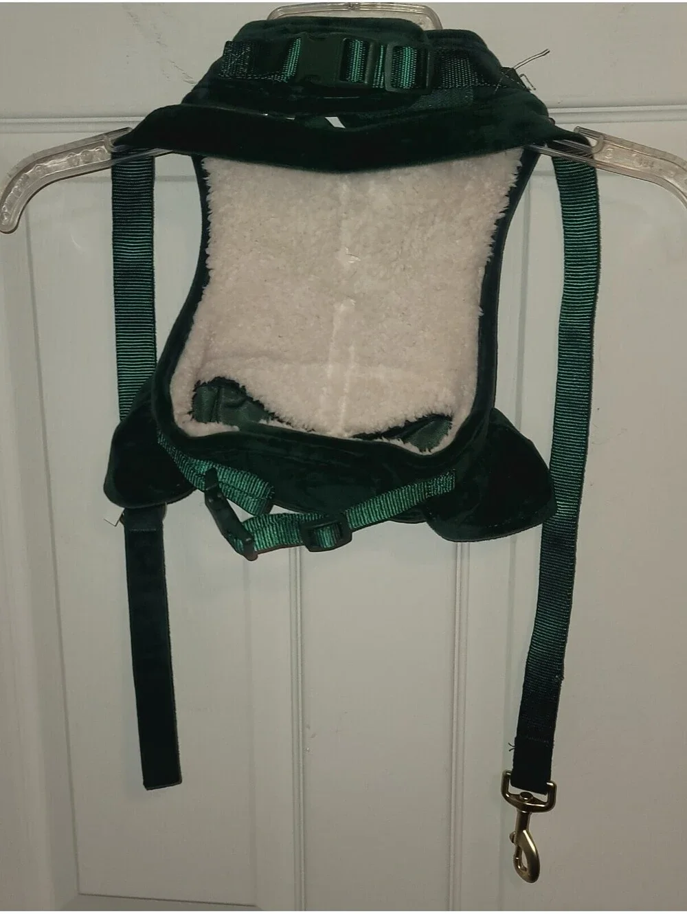 PETSMART HOLIDAY VELVET GREEN BOW HARNESS MEDIUM & MATCHING 4FT LEASH 1